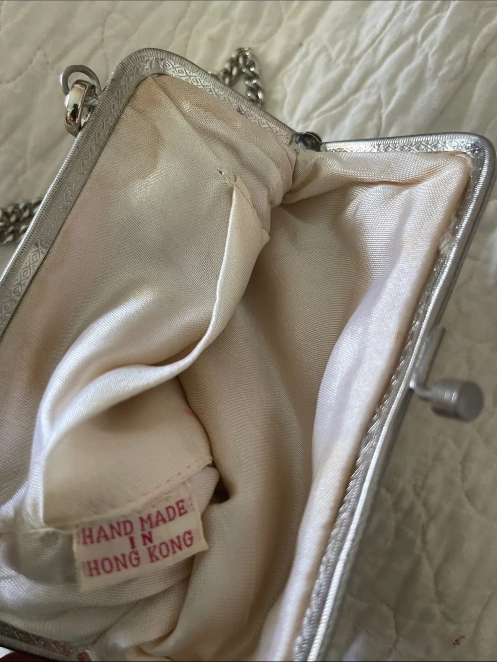 Vintage silver Sequince Beaded Crossbody Bag